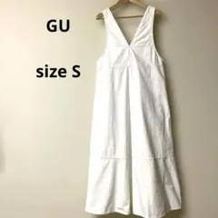 デニム ジャンパースカート ジャンパードレス ホワイト S