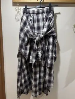 ジーナシス　シャツライクアシメチェックスカート