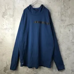 B1421古着　ロンT ラグラン　パーカー　青　黒　ラッセルアスレチック