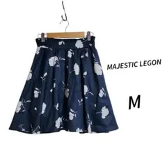 マジェスティックレゴン ☆ ネイビー フラワープリント フレアスカート M