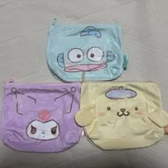 ふわふわFACE台形ポーチ サンリオ 3点セット
