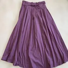 パープル フレアスカート リボン付き