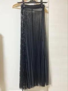 美品 ダイアグラム プリーツ ラップスカート 巻きスカート 異素材レースのサムネイル