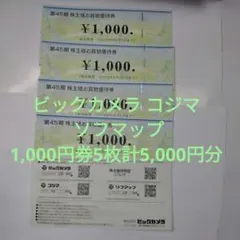値下げ ビックカメラ株主優待券 コジマ ソフマップ1000円券5枚計5000円分
