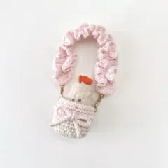 ミニチュアドール持ち運びフリルストラップ◎ピンク◎おくるみケース