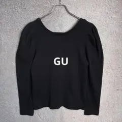 GU ジーユー リブ2WAYボリュームスリーブT ブラック 黒 Lサイズ