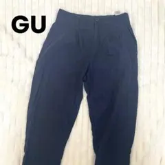 GU ジーユー クロップドパンツ アンクル丈 ネイビー M 綿100%
