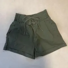 グレイル オリーブグリーン　レースアップショートパンツ ウエストゴム