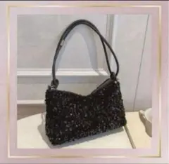 ブラック⭐️スパンコール⭐️　ショルダーバッグ　ハンドバッグ　パーティーバッグ