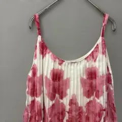 SHAKE SHAKE プリーツシフォンキャミソール(M相当)ホワイトレッド花柄のサムネイル