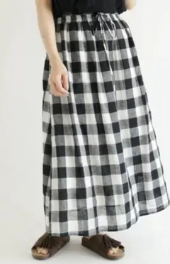ウエストシャーリングブロックチェックギャザースカート