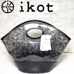ikot イコット　クリアプリント　トートバッグ　牛革　ヒョウ柄　ダークグレーのサムネイル