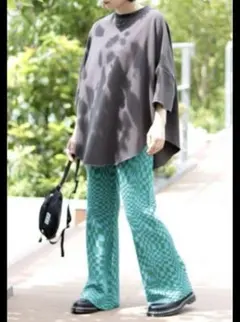 未使用 美品 ジョイントワークス　チェック柄ニットパンツ　グリーン　タグ付き新品