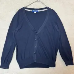 バーバリーブルーレーベル カーディガン 38 ネイビー 綿100％ 刺繍ロゴ