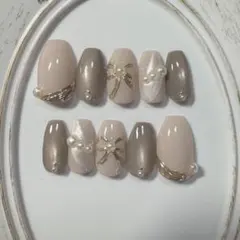 【オーダー専用】マグネットネイル　リボンネイル　ニュアンスネイル