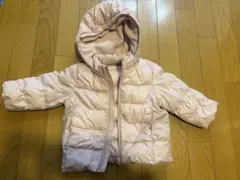 ユニクロ　ベビーピンク　中綿コート アウター　フード 取り外し可 80 ダウン