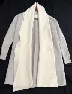 スタジオクリップ　圧縮ウール　バイカラー　ロングカーディガン