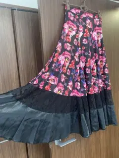 社交ダンス　モダン　ロングスカート　花柄レース