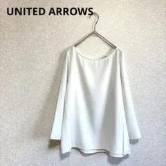 UNITED ARROWS ベルト付きブラウス 透け感 七分袖 ホワイト Mのサムネイル