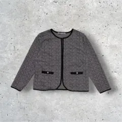 ノーカラージャケット ツイード 短丈 レトロ上品 前フック付き vintageのサムネイル