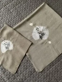 ちりめん 正絹 花柄刺繍の風呂敷セットの小さい方