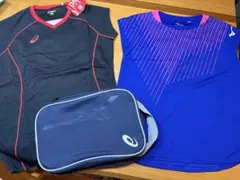 ASICS DRY機能付き Lサイズ 黒赤シャツその他3点セット