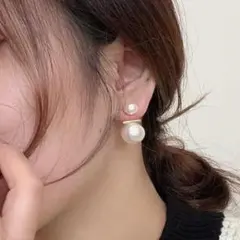 ゴールド プラチナ パール 大粒 シルバー925針 ピアス 2WAY 110-3