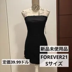FOREVER 21 ベアトップ デニムワンピース ブラック S