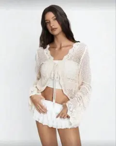 新品SHEIN Unity 無地フロントタイ ショートカーディガン Mサイズ