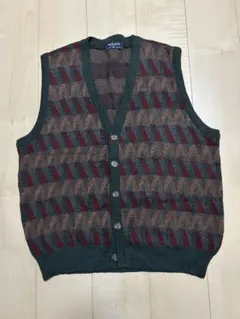 古着Van Heusen XL ベスト 緑/赤/茶