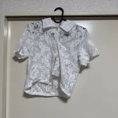 GU ホワイト レース 半袖シャツ M