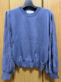 ROPÉ PICNIC ブルー 長袖ニット 袖シースルー