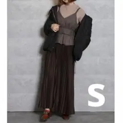 《dazzlinダズリン》ヘリンボーンツイードコンビワンピース ブラウンS