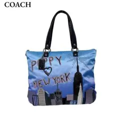 コーチ POPPY NEW YORK トートバッグ 肩掛け ブルー 通勤 通学