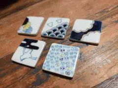和デザインの陶磁器製箸置き5個セット