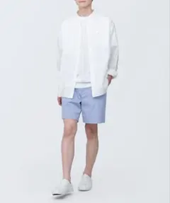 無印良品メンズ ストレッチチノショートパンツ ブルーのサムネイル