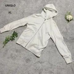 ユニクロ　スウェットプルジップパーカー　綿100% ユニセックス　XL 白系