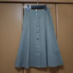 洗える 美品 23区S カーキ フロントボタンスカート 日本製 春夏秋 3号