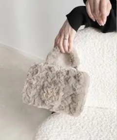 RANDA ランダ 2WAY モノグラムパーツファーバッグ グレージュ