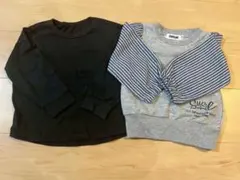 GU カンタンT ブラック SUCRE 切り替え トップス ロンT 90 100