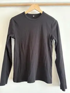 UNIQLO ソフトリブクルーネック ブラック Lサイズ