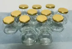 ガラス製空き瓶 11個セット 金色の蓋付き ➕蓋なし2個