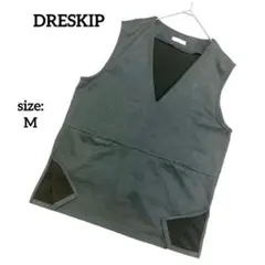 ドレスキップ ベスト スエード Vネック サイドスリット シンプル ポケット M