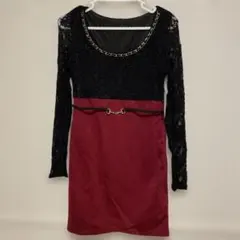 dozzy store タイトフィットドレス M 黒/ワインレッド