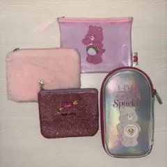 【ポーチ4点セット】 ポーチ carebears ケアベア ピンク ラメ 海外のサムネイル