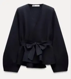 ZARA ベルト付きニットショルダーパッドブレザー