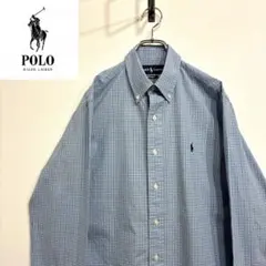 超人気❗️ラルフローレン　ワンポイントロゴシャツ　M 90s刺繍古着希少レア長袖