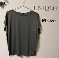 UNIQLO ユニクロ ドレープクルーネックT 半袖 カーキ Lのサムネイル