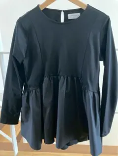 《yuuさん専用》オペークドットクリップ ポンチ異素材ペプラムトップス