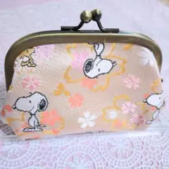西陣織 スヌーピー茶屋 京都錦限定 がま口 桜 さくら 新品